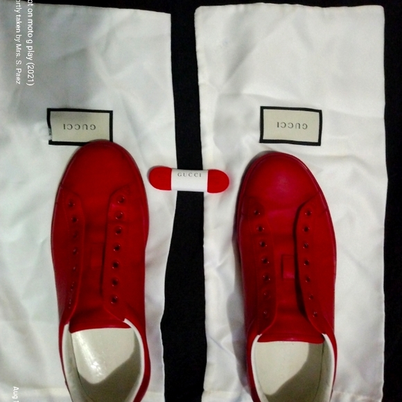Gucci Men's Sneakers size 8.5 interlocking G hibiscus red - Picture 1 of 1